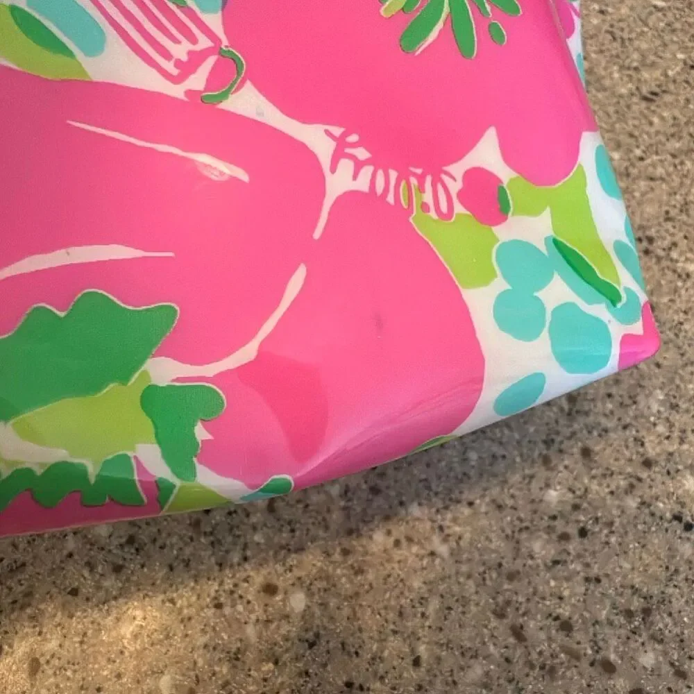 LILLY PULITZER X ESTEE LAUDER Pink Green Floral Lipstick Mascara Print Makeup Zi